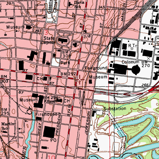 Topographic Map of Old Capitol Museum, MS