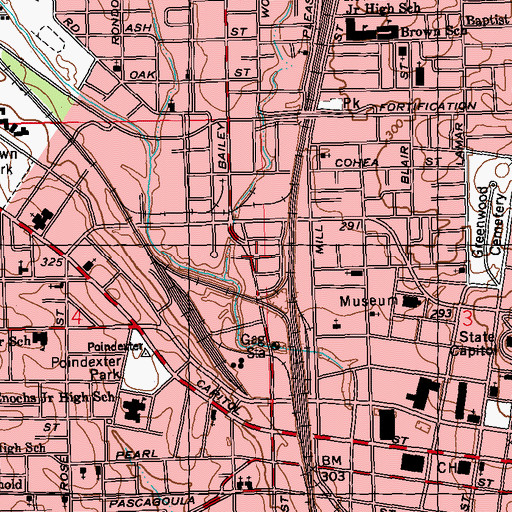 Topographic Map of Old Strangers Home Baptist Church, MS