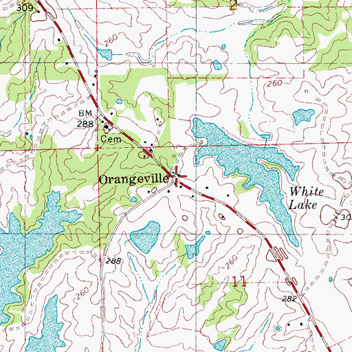 Topographic Map of Orangeville, MS
