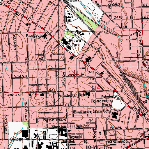 Topographic Map of Pearlie Grove Missionary Baptist Church, MS