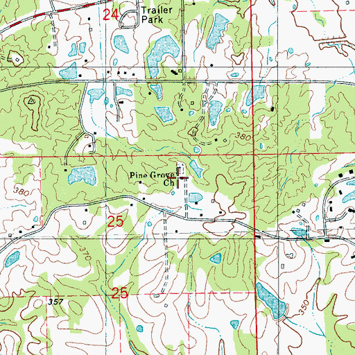 Topographic Map of Pine Grove Church, MS