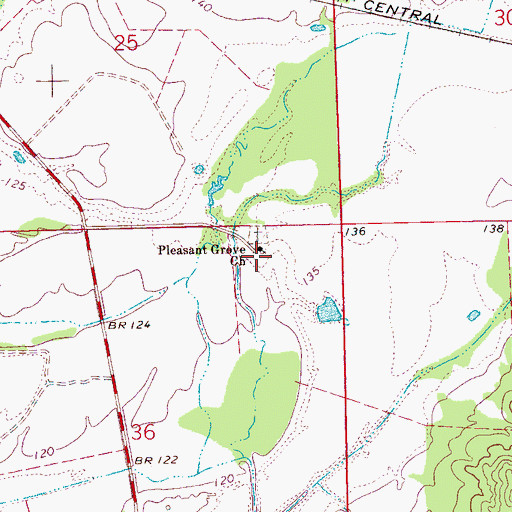 Topographic Map of Pleasant Row School (historical), MS