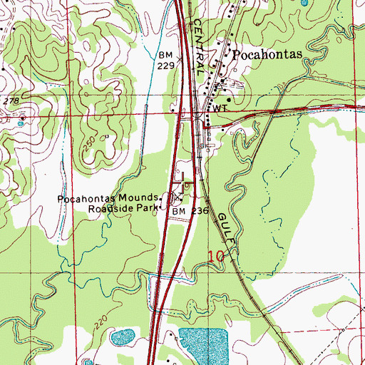 Topographic Map of Pocahontas Mound, MS