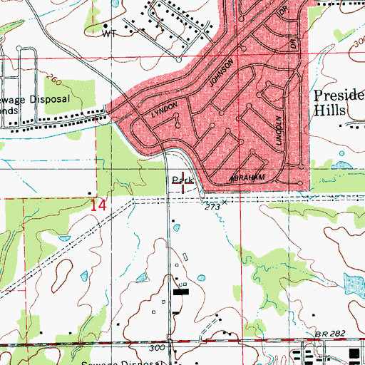 Topographic Map of Presidential Hills Park, MS