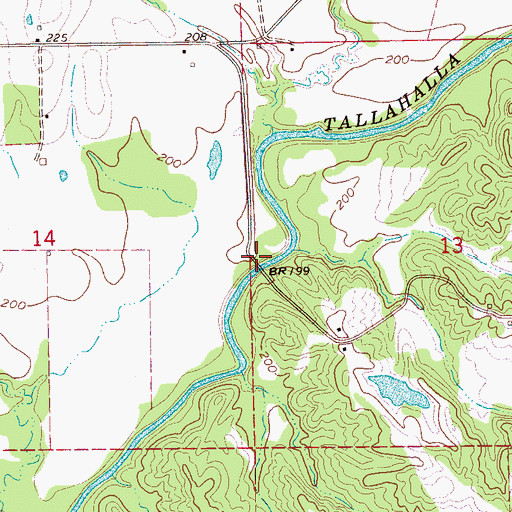 Topographic Map of Rather Ford Bridge, MS