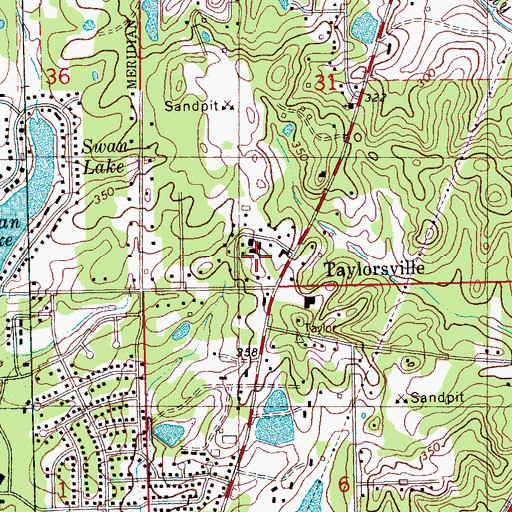 Topographic Map of Red Hill, MS