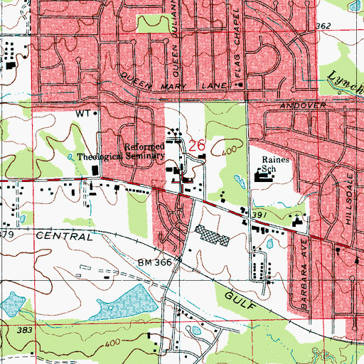Topographic Map of Reformed Theological Seminary, MS