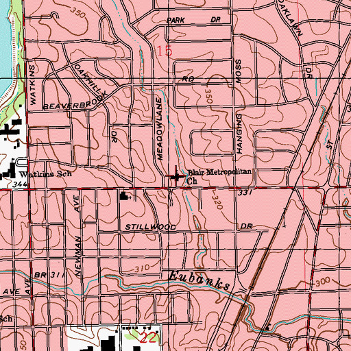 Topographic Map of Ridgecrest Baptist Church, MS
