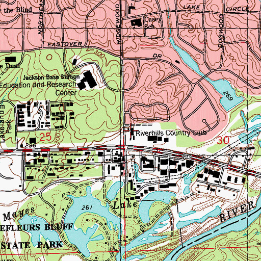 Topographic Map of River Hills Club, MS