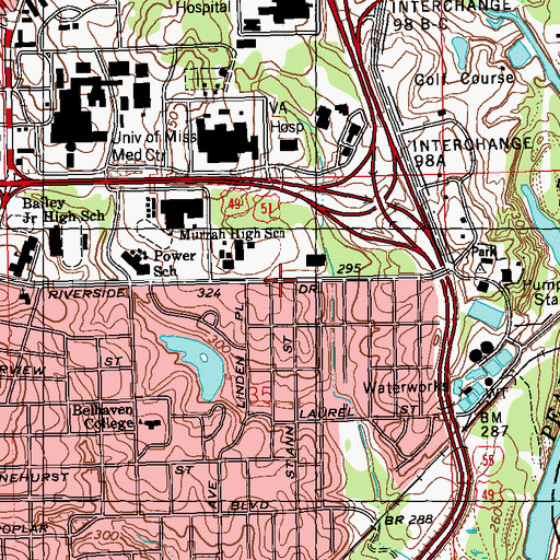 Topographic Map of Riverside Independent Methodist Church, MS