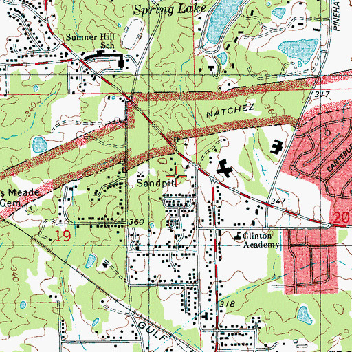 Topographic Map of Robinson Park, MS