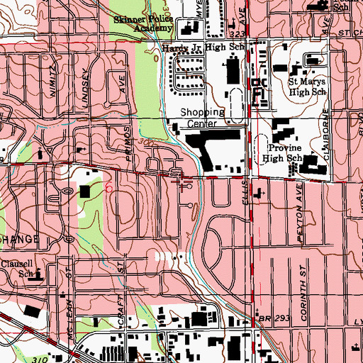 Topographic Map of Robinson Street Baptist Church, MS