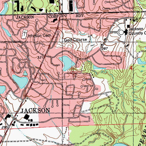 Topographic Map of Rolling Meadows, MS