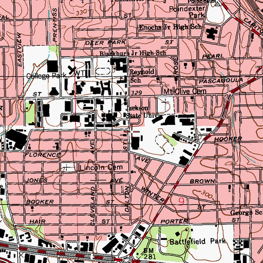 Topographic Map of Rosemont Missionary Baptist Church, MS