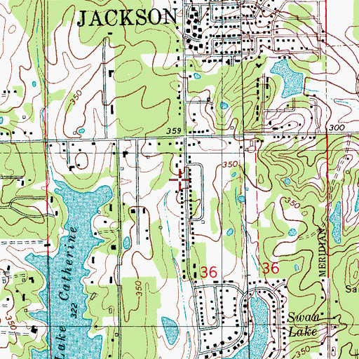 Topographic Map of South Jackson United Pentecostal Church, MS