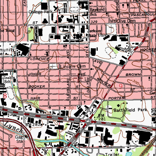 Topographic Map of Saint James Baptist Church, MS