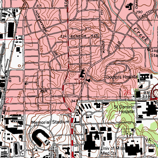 Topographic Map of Saint Lukes United Methodist Church, MS