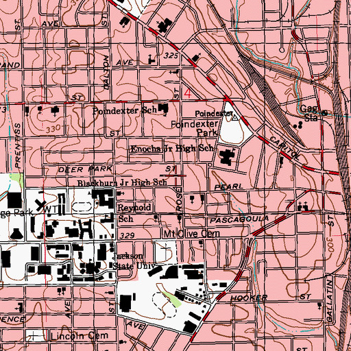 Topographic Map of Saint Luther Baptist Church, MS