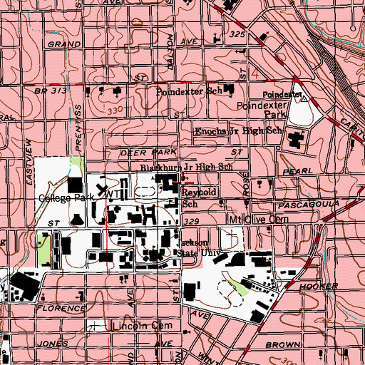 Topographic Map of Saint Philip Lutheran Church, MS