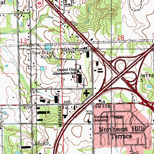 Topographic Map of Saint Joseph High School, MS