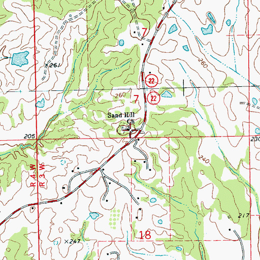 Topographic Map of Sand Hill School (historical), MS