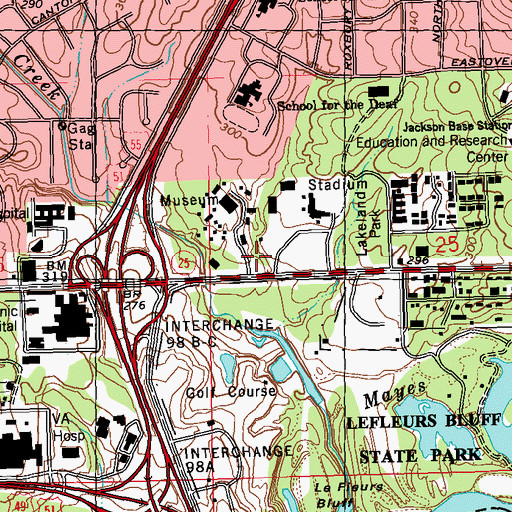 Topographic Map of Smith-Wills Stadium, MS