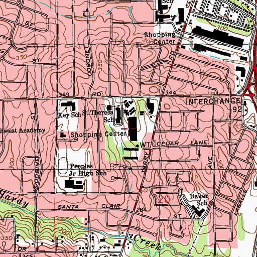 Topographic Map of Southgate Shopping Center, MS