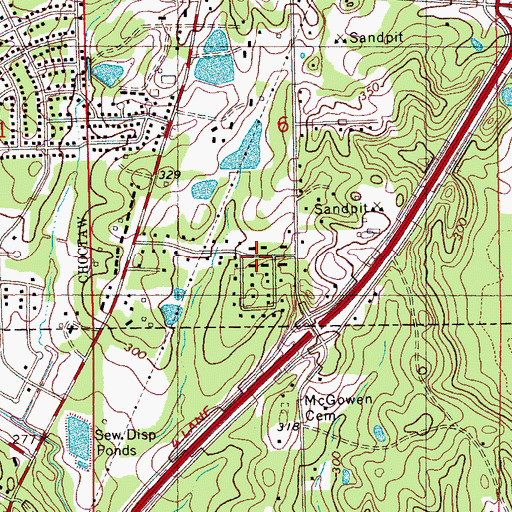 Topographic Map of Southwood Estates, MS