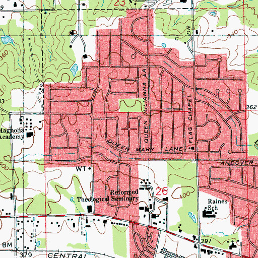 Topographic Map of Sovereign Grace Baptist Church, MS