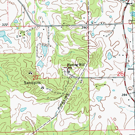 Topographic Map of Spring Hill School (historical), MS
