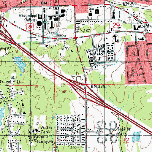 Topographic Map of Springridge Shopping Center, MS