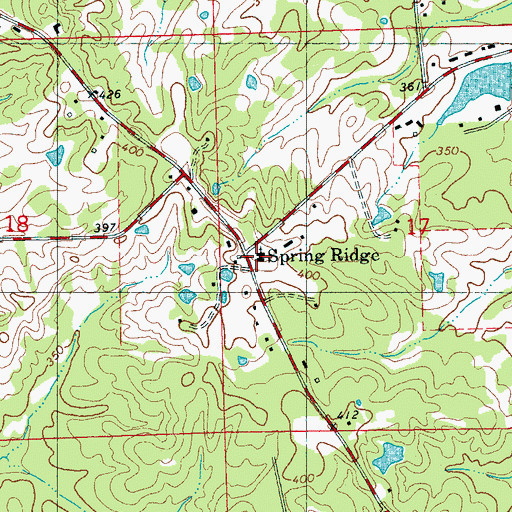 Topographic Map of Spring Ridge Church, MS