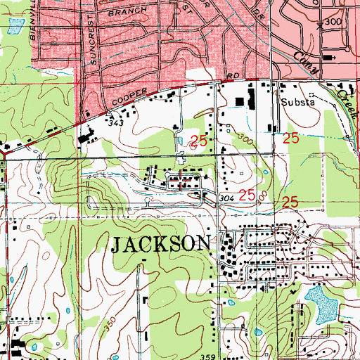 Topographic Map of Sunkist, MS