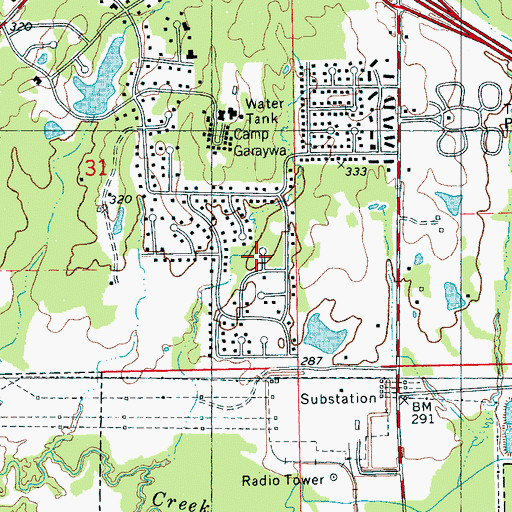 Topographic Map of The Meadows of Trailwood, MS