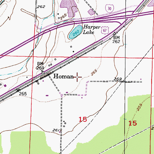 Topographic Map of Township of Homan, AR