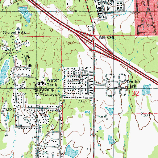 Topographic Map of Trailwood, MS