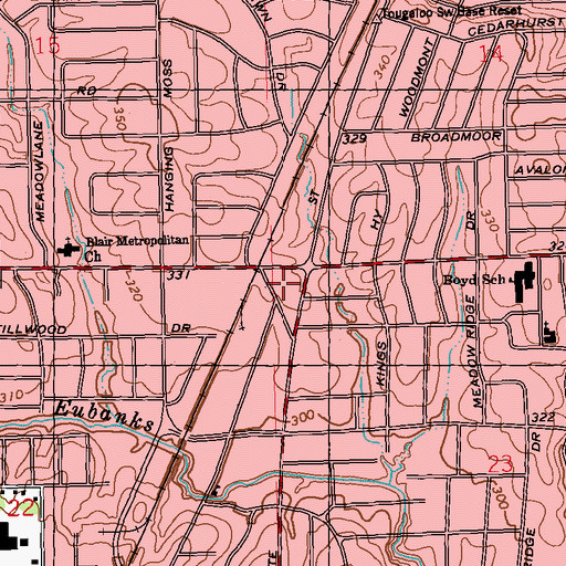 Topographic Map of Triangle Plaza Shopping Center, MS