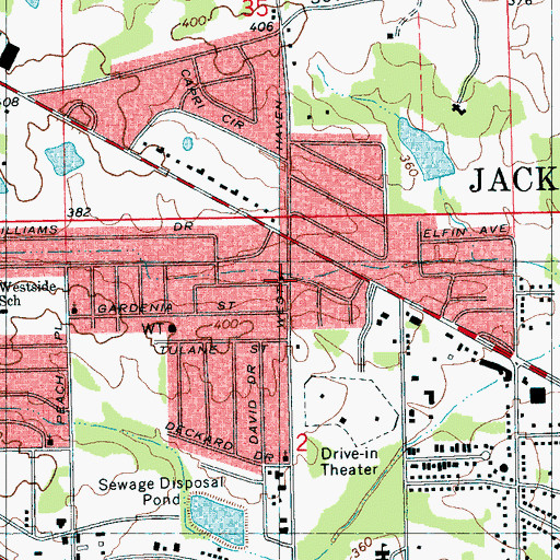 Topographic Map of Trinity Bible Church, MS