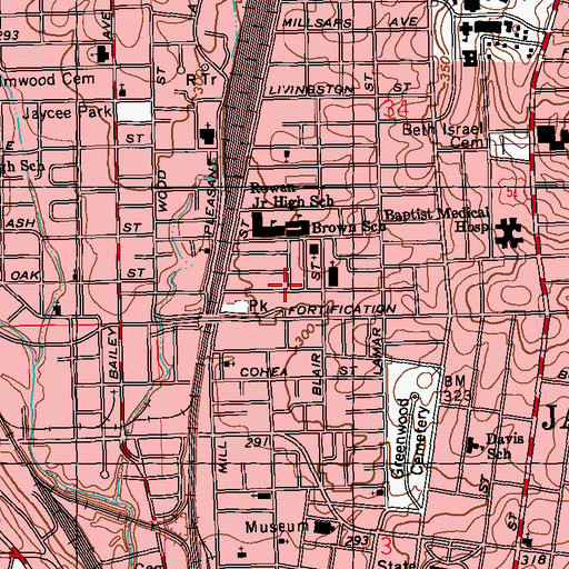 Topographic Map of True Light Baptist Church, MS