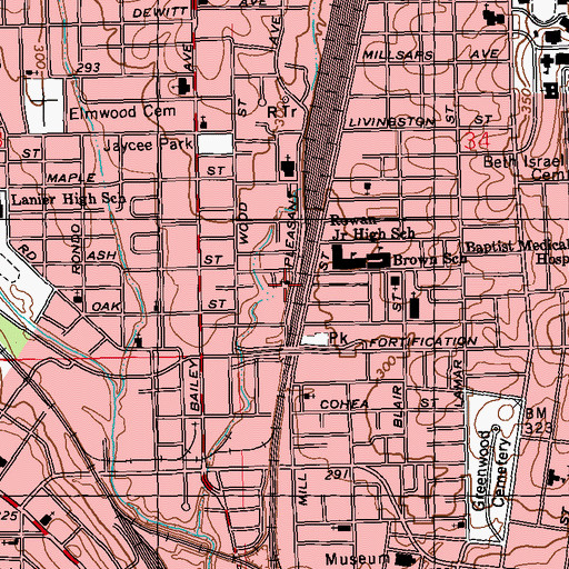 Topographic Map of True Vine Baptist Church, MS