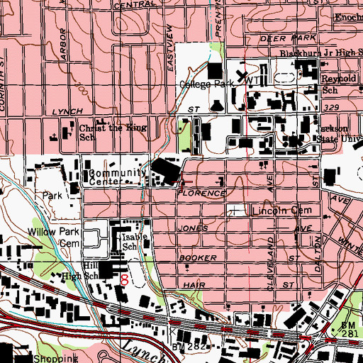 Topographic Map of United Christian Church, MS