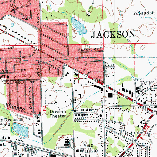Topographic Map of Van Winkle Shopping Center, MS