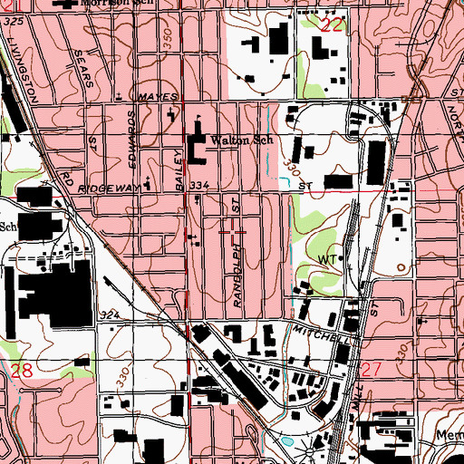 Topographic Map of Virden Grove Baptist Church, MS