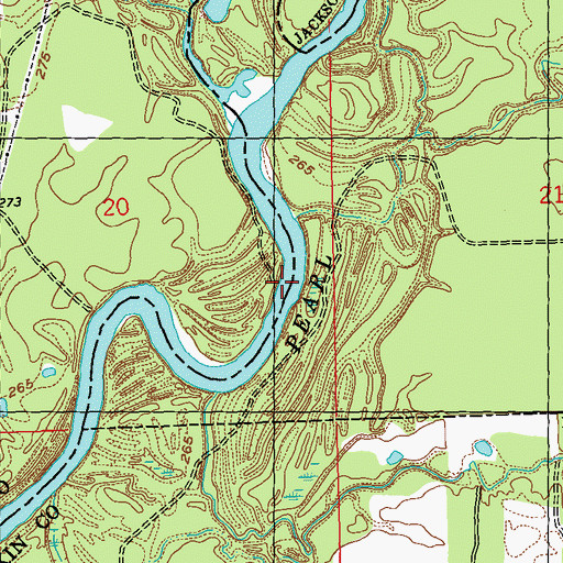 Topographic Map of Wards Ferry (historical), MS