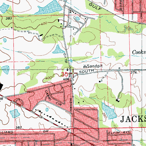 Topographic Map of West Haven Church of God, MS
