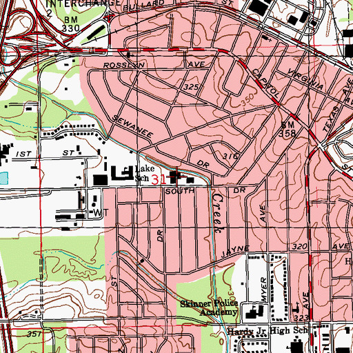 Topographic Map of West Jackson Baptist Church, MS