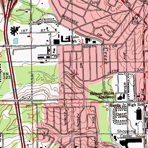 Topographic Map of West Jackson Church of Christ, MS