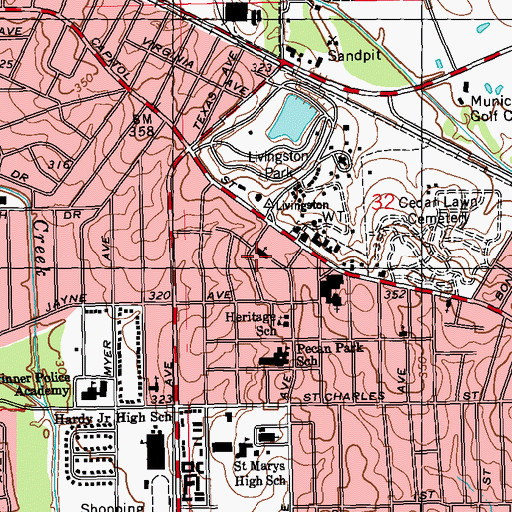 Topographic Map of West Park United Methodist Church, MS