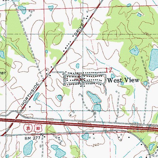 Topographic Map of West View, MS