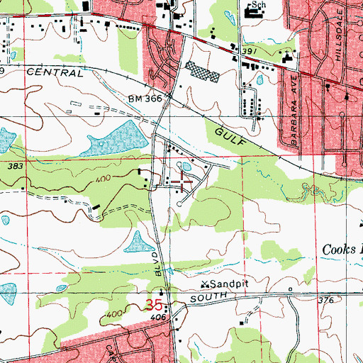 Topographic Map of Westchester Hills, MS